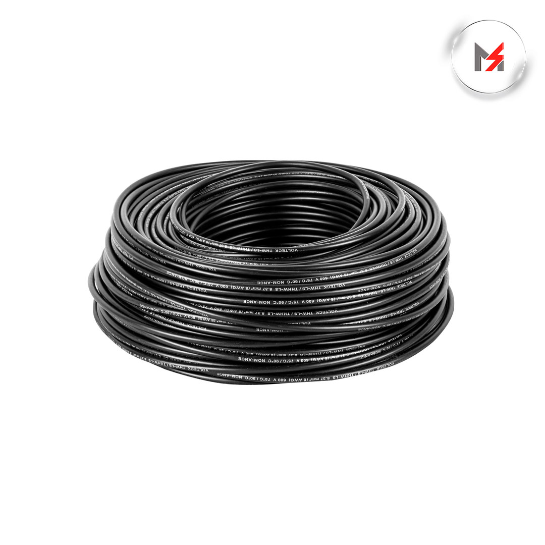 CABLE THHW-LS 8 AWG  NEGRO 100 X VOLTECK TRUPER 46050 - Mersol Sureste México