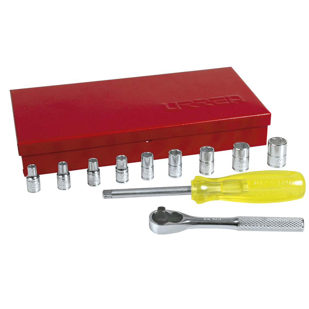 JGO. 12 DADOS Y ACCESORIOS COMBINADOS 1/4in URREA URREA 4700C - Mersol Sureste México