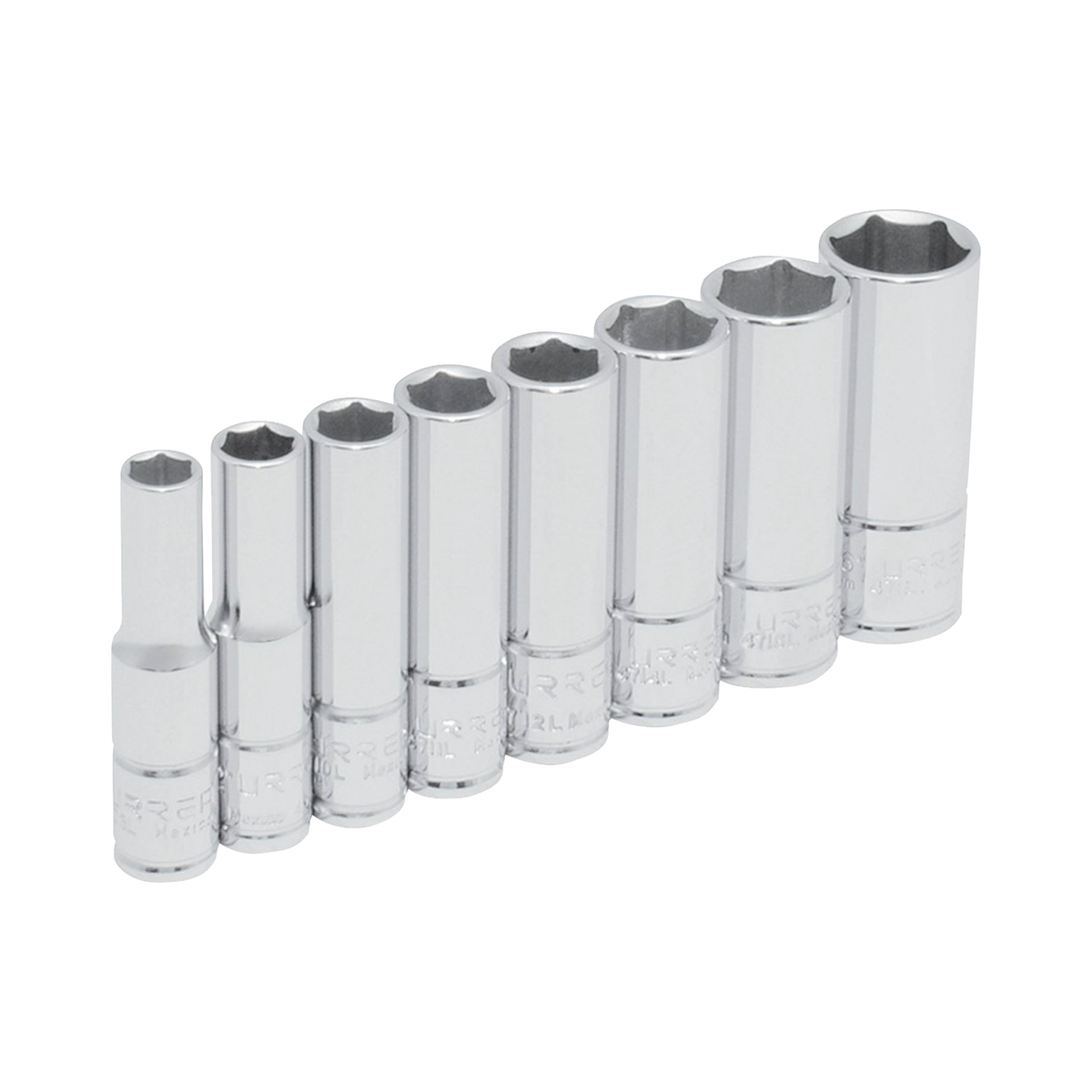 JGO. 8 DADOS LARGOS EN PULGADAS CUADRO 1/4in 6 PUNTAS EN RIEL URREA 47102 - Mersol Sureste México