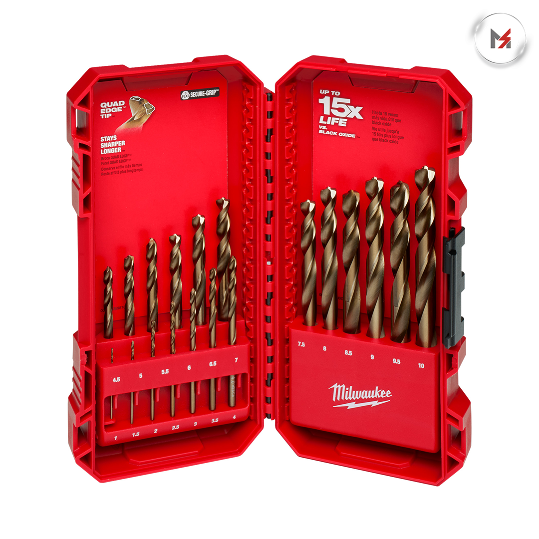 JGO DE BROCAS DE COBALTO METRICAS RH ESTUCHE C/19PZS MILWAUKEE MILWAUKEE 48-89-2530 - Mersol Sureste México