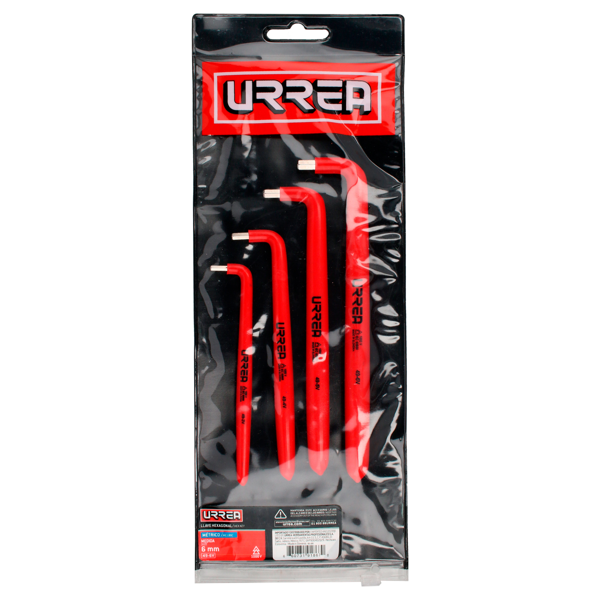 JGO. 4 LLAVES HEXAGONALES TIPO L 1000 V METRICAS URREA URREA 4901VM - Mersol Sureste México