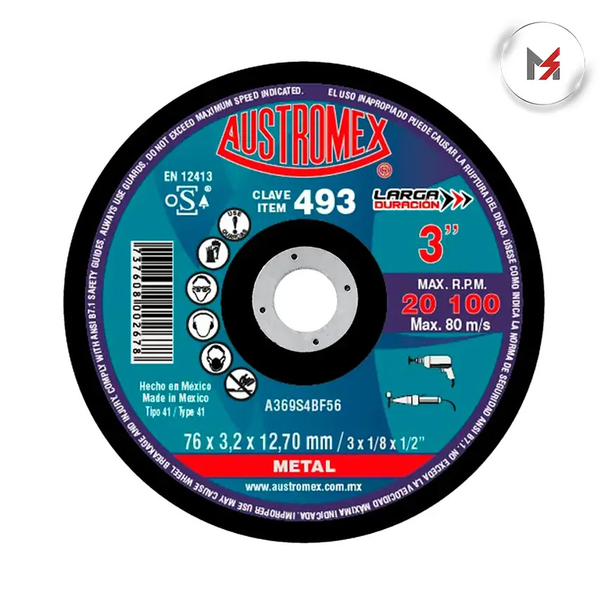 DISCO PARA CORTE METAL 3inX1/8X1/2 AUSTROMEX AUSTROMEX 493 - Mersol Sureste México