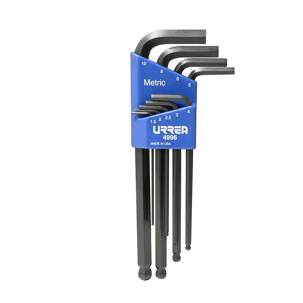 JGO. 9 LLAVES HEXAGONAL ES inLin METRICOSPUNTA DE BOLA RACK UR URREA 4996 - Mersol Sureste México