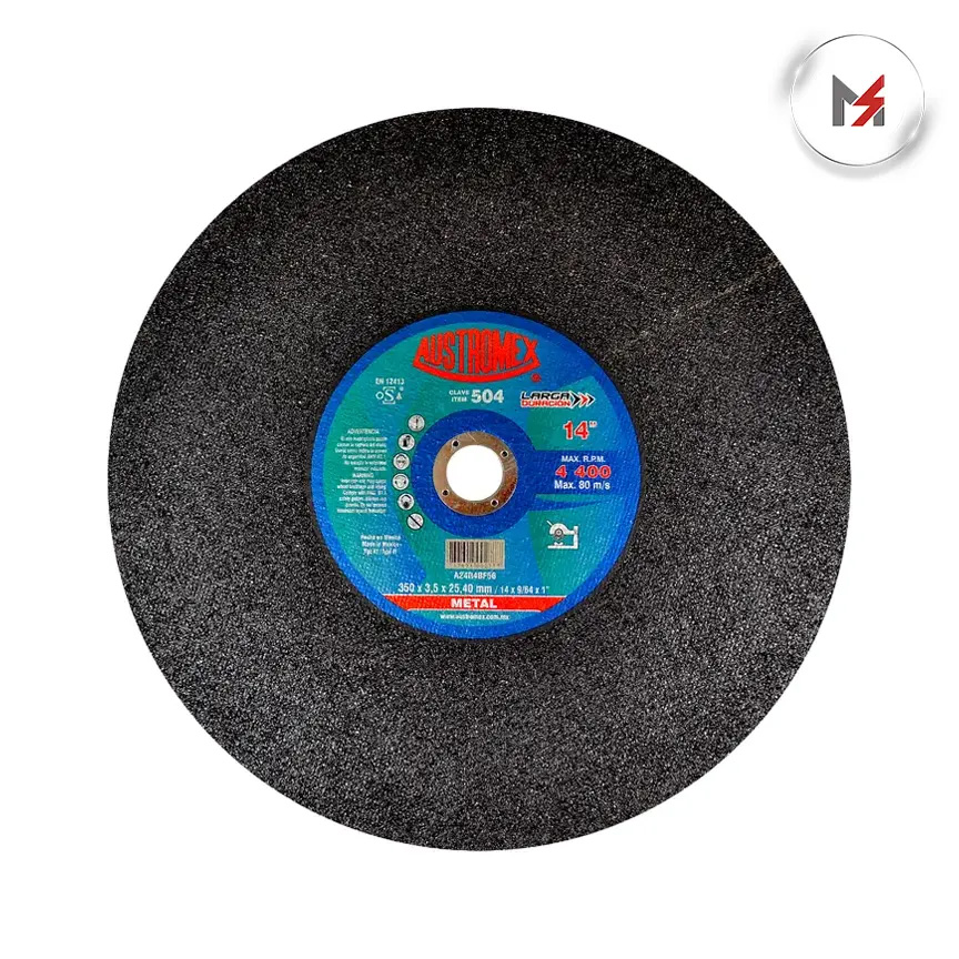 DISCO CORTE  METAL 14 X 9/64 X 1 AUSTROMEX AUSTROMEX 504 - Mersol Sureste México