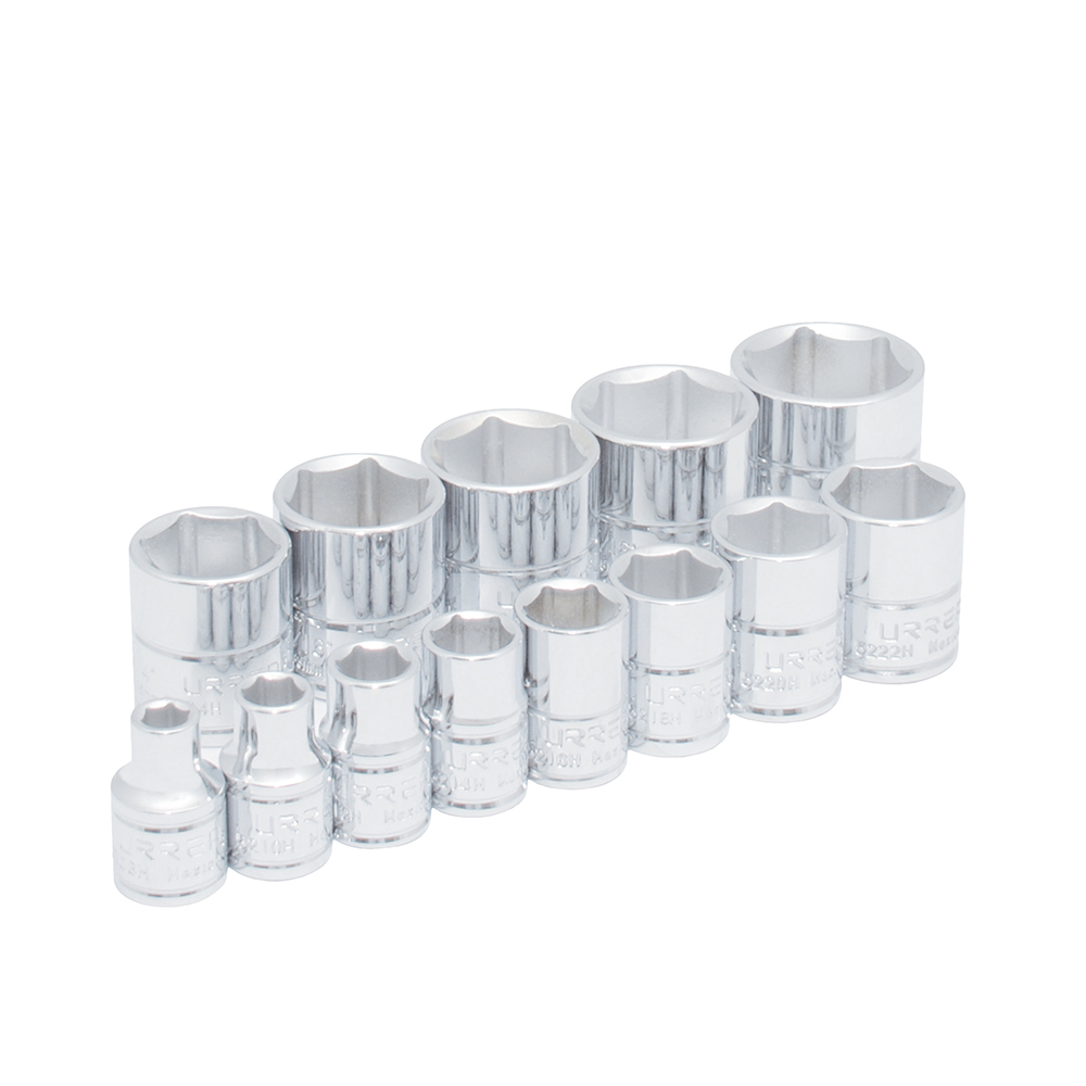 JGO DE DADOS CUADRO DE 3/8" 6 PUNTAS EN PULG 13 PIEZAS URREA