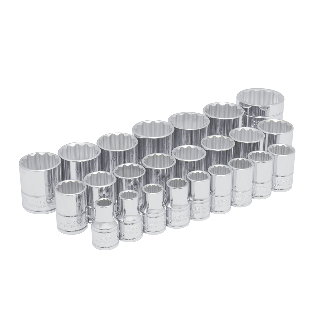 JUEGO DE DADOS CUADRO DE 1/2", 12 PUNTAS, MÉTRICOS, 24 PIEZAS URREA URREA 54211 - Mersol Sureste México