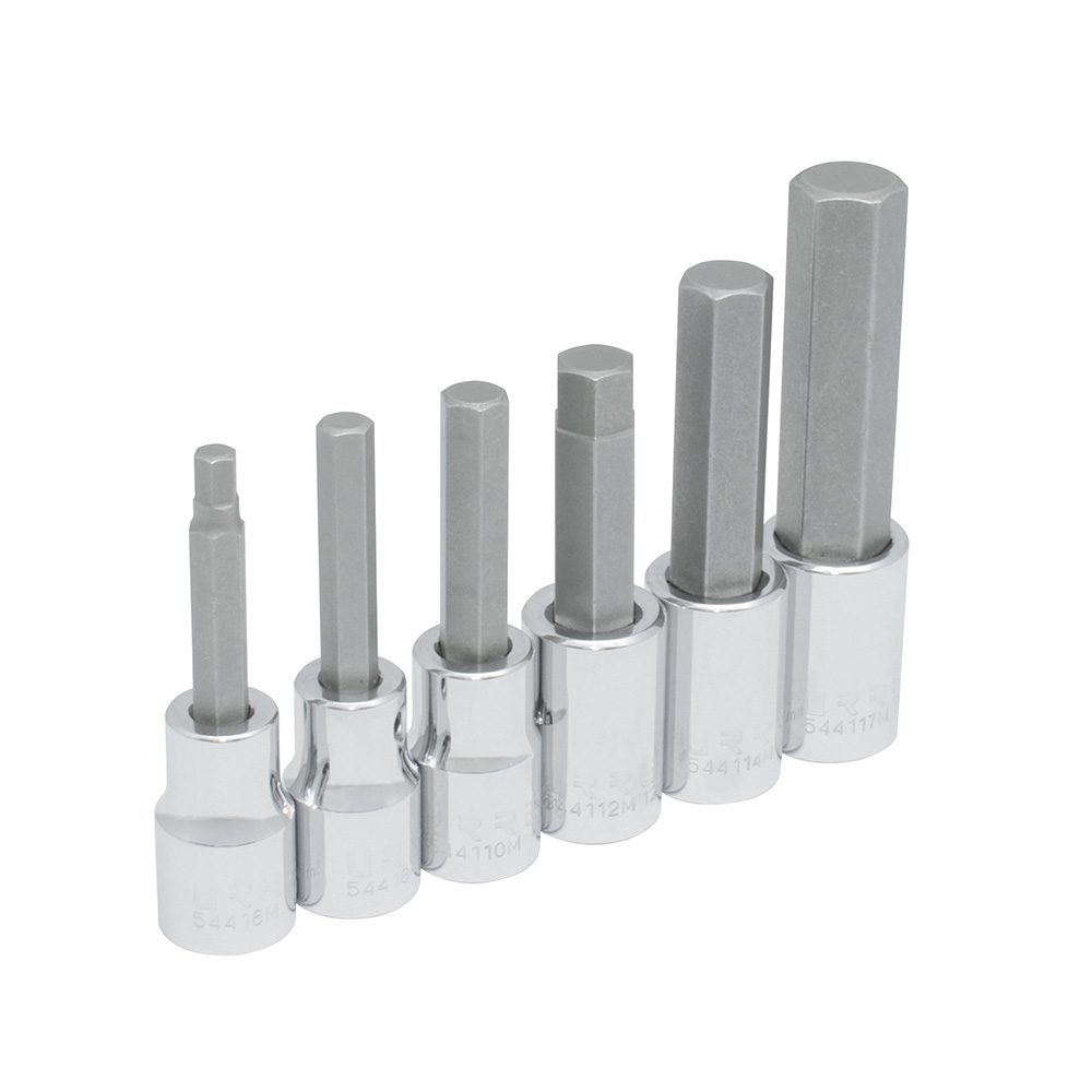 JGO DADOS CON PUNTA HEXAGONAL CUADRO 1/2" 6 PUNTAS METRICOS 6 PIEZAS URREA URREA 5441M6 - Mersol Sureste México