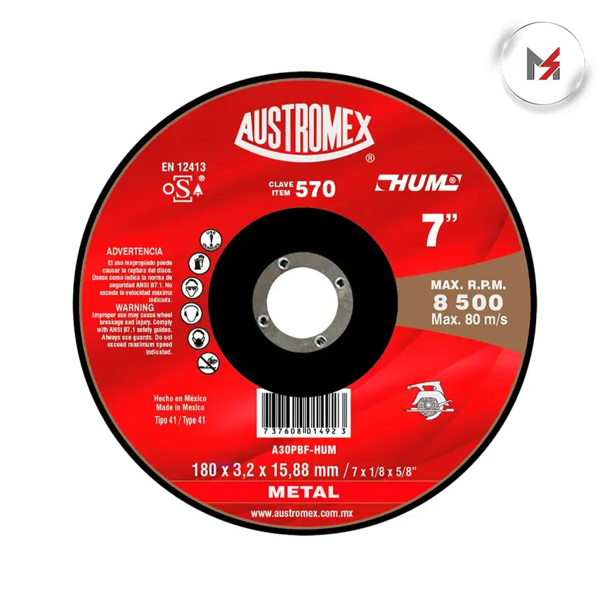 DISCO CORTE METAL 7X1/8X5/8 AUSTROMEX AUSTROMEX 570 - Mersol Sureste México