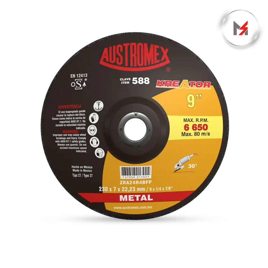 DISCO DESBASTE 9 x 1/4 x 7/8 MOD. 588 KREATOR AUSTROMEX AUSTROMEX 588 - Mersol Sureste México