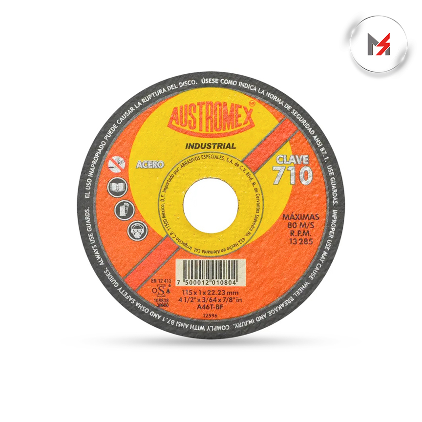 DISCO CORTE METAL 4-1/2 x 3/64 x 7/8 INDUSTRIALSSTTO. 3301 AUSTROMEX 710 - Mersol Sureste México