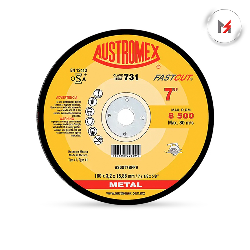 DISCO CORTE METAL 7 x 1/8 x 5/8 FASTCUT AUSTROMEX AUSTROMEX 731 - Mersol Sureste México