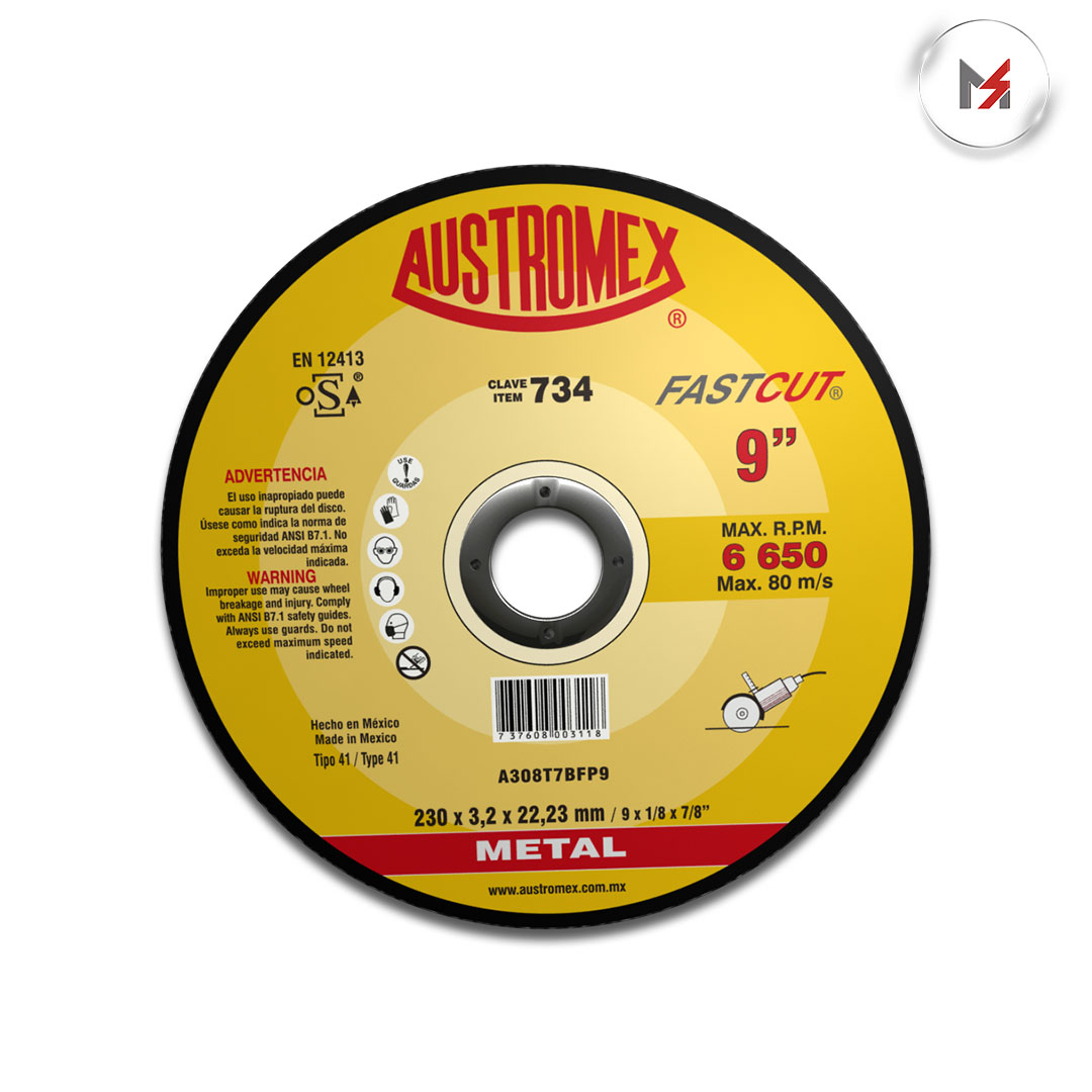 DISCO CORTE METAL 9 X 1/8 X 7/8 AUSTROMEX AUSTROMEX 734 - Mersol Sureste México
