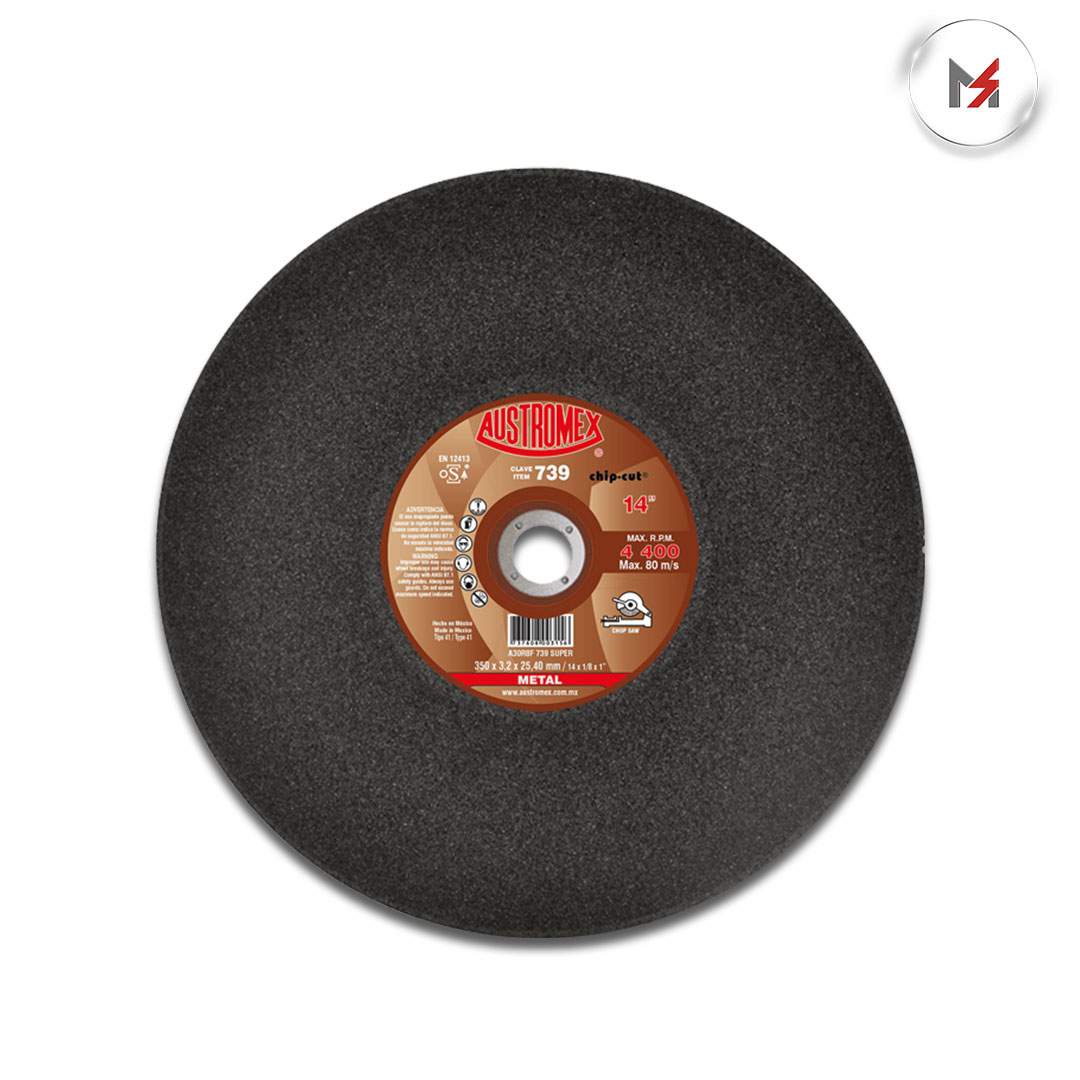 DISCO ABRASIVO PARA CORTE 14 x 1/8 x 1 T-41 AUSTROMEX AUSTROMEX 739 - Mersol Sureste México