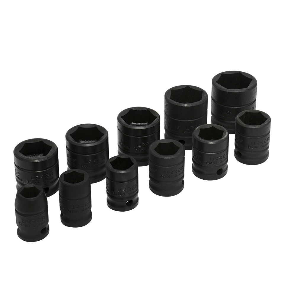 JUEGO DE DADOS DE IMPACTO CUADRO DE 1/2" 6 PUNTAS EN PULGADAS 11 PZS URREA URREA 74102 - Mersol Sureste México