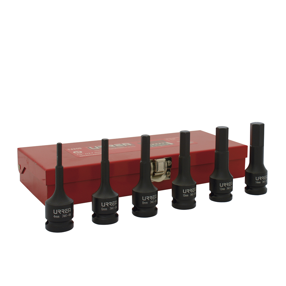 JGO. 6 DADOS PUNTA HEXAGONAL  METRICOS 1/2in URREA URREA 74250 - Mersol Sureste México