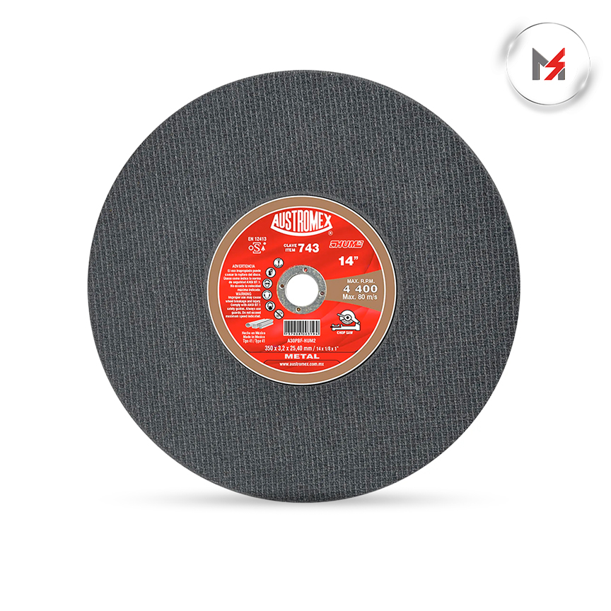 DISCO CORTE METAL 14 x 7/64 x 1 HUM AUSTROME AUSTROMEX 743 - Mersol Sureste México