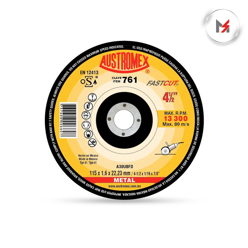 DISCO CORTE METAL 4-1/2 x 1/16 x 7/8 FASCUT SSTTO. 3872  A AUSTROMEX 761 - Mersol Sureste México
