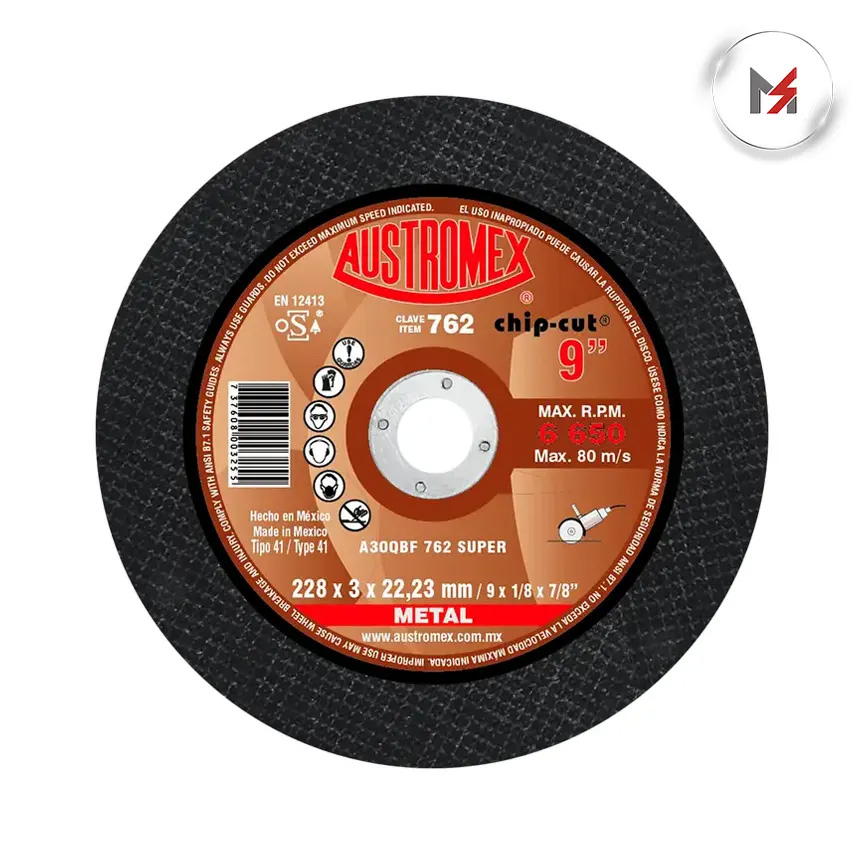 DISCO CORTE METAL 9 X 1/8 X 7/8 CHIP CUT AUS AUSTROMEX 762 - Mersol Sureste México