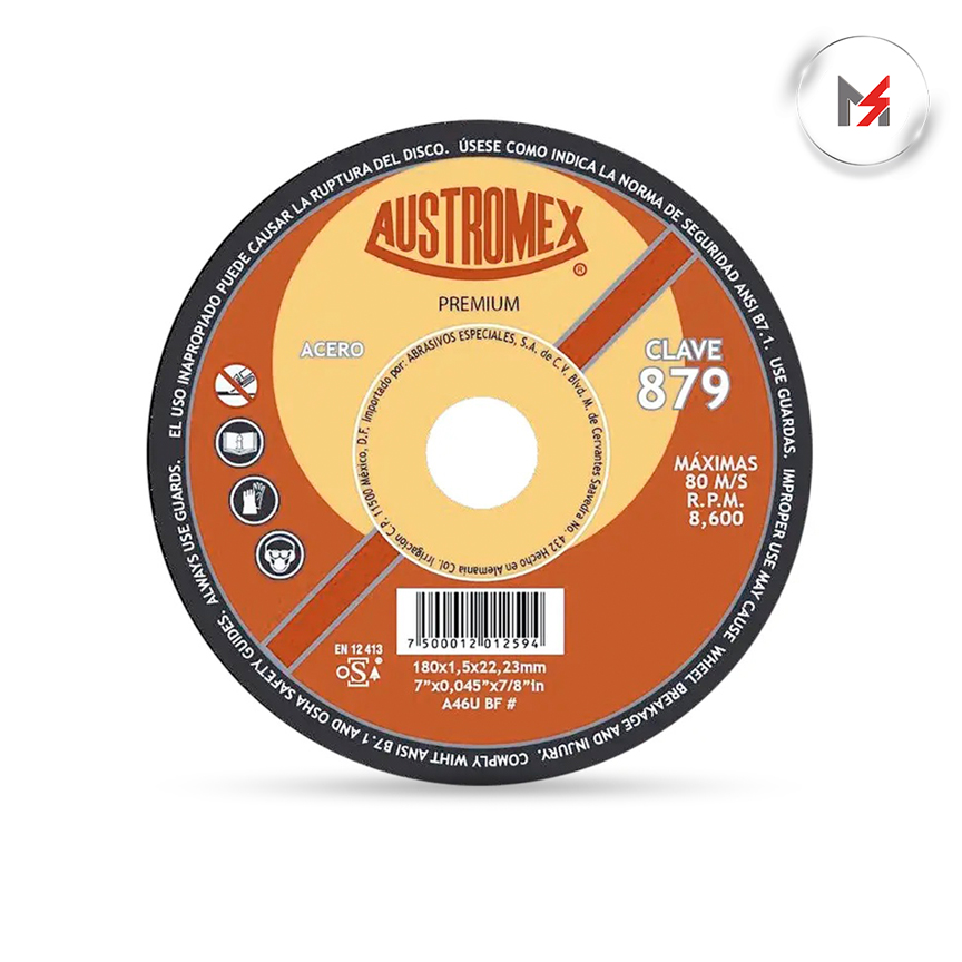 DISCO CORTE METAL 7 x 1/16 x 7/8 PREMIUM SSTTO. 3303  AUST AUSTROMEX 879 - Mersol Sureste México
