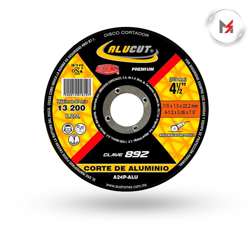 DISCO CORTE DE ALUMINIO 4-1/2 X 0.06 X 7/8 AUSTROMEX AUSTROMEX 892 - Mersol Sureste México