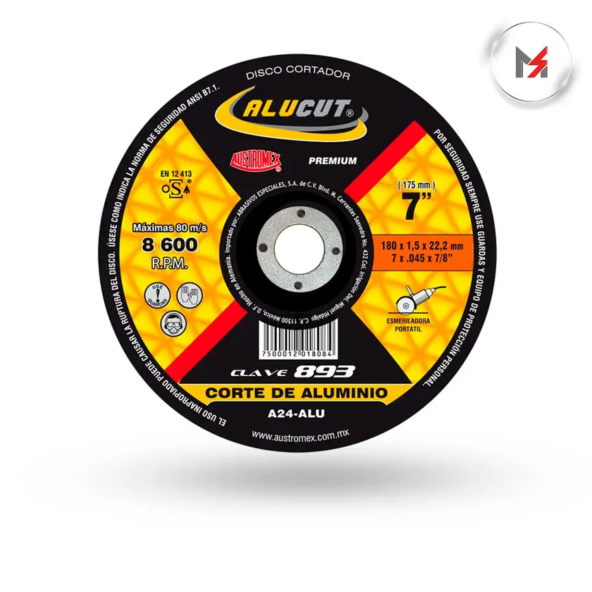 DISCO CORTE DE ALUMINIO 7 X 0.045 X 7/8 AUST AUSTROMEX 893 - Mersol Sureste México