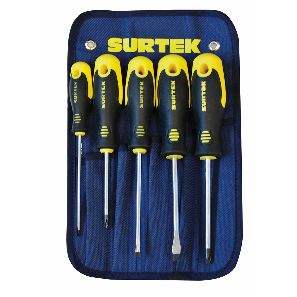 JGO. 5 DESTORNILLADORES BIMATERIAL ESTUCHE COMBINADO SURTEK SURTEK D200C - Mersol Sureste México