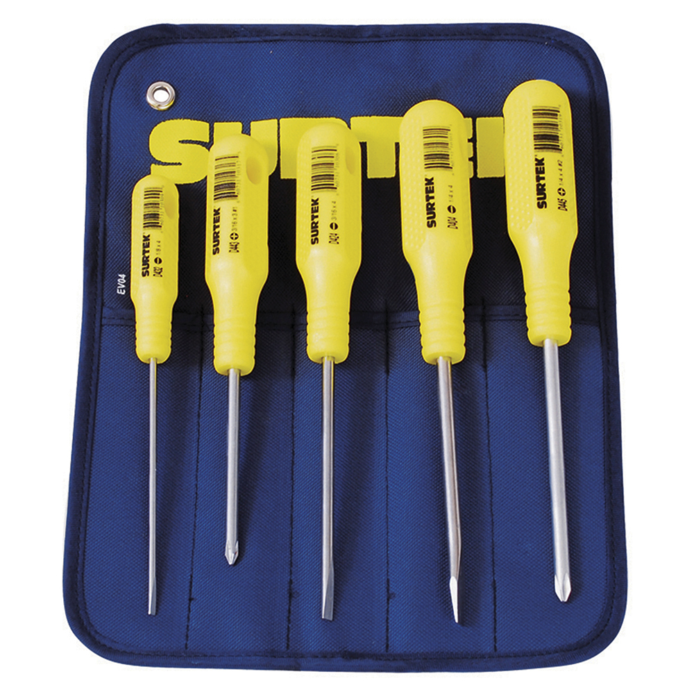 DESTORNILLADORES MANGO AMARILLO COMBINADOS 5 PIEZAS SURTEK SURTEK D400A - Mersol Sureste México