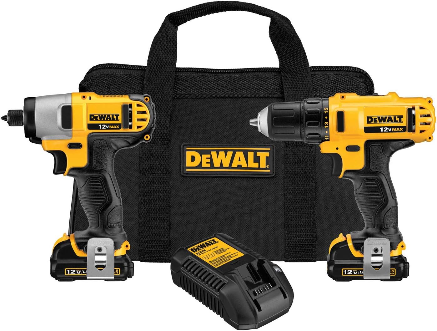 COMBO TALADRO 3/8 Y ATORNILLADOR 1/4 C/CARG Y 2 BAT 12V MAX DEWALT DCK211S2 - Mersol Sureste México