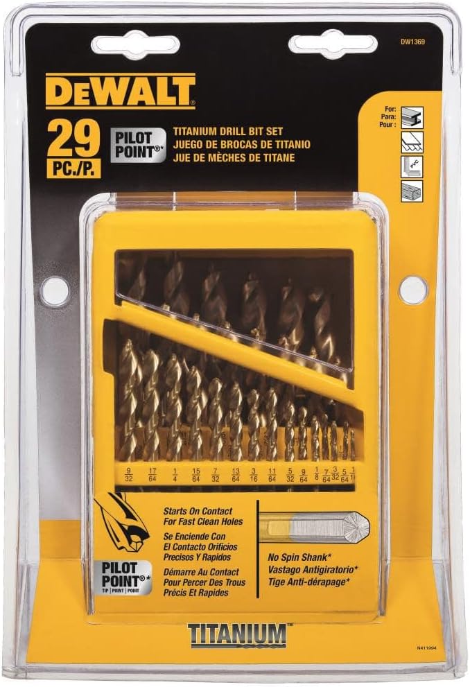 JUEGO DE BROCAS RECUBIERTAS DE TITANIO PUNTA PILORO 29 PZAS DEWALT DW1369 DEWALT DW1369 - Mersol Sureste México