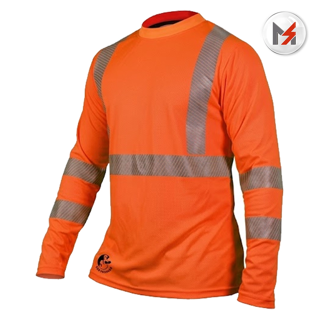 CAMISA NARANJA C/REFLEJANTE ECOFRIENDLY MANGA LARGA CUELLO REDONDO T-CH JYRSA JYRSA ECO-111ANCRCH - Mersol Sureste México