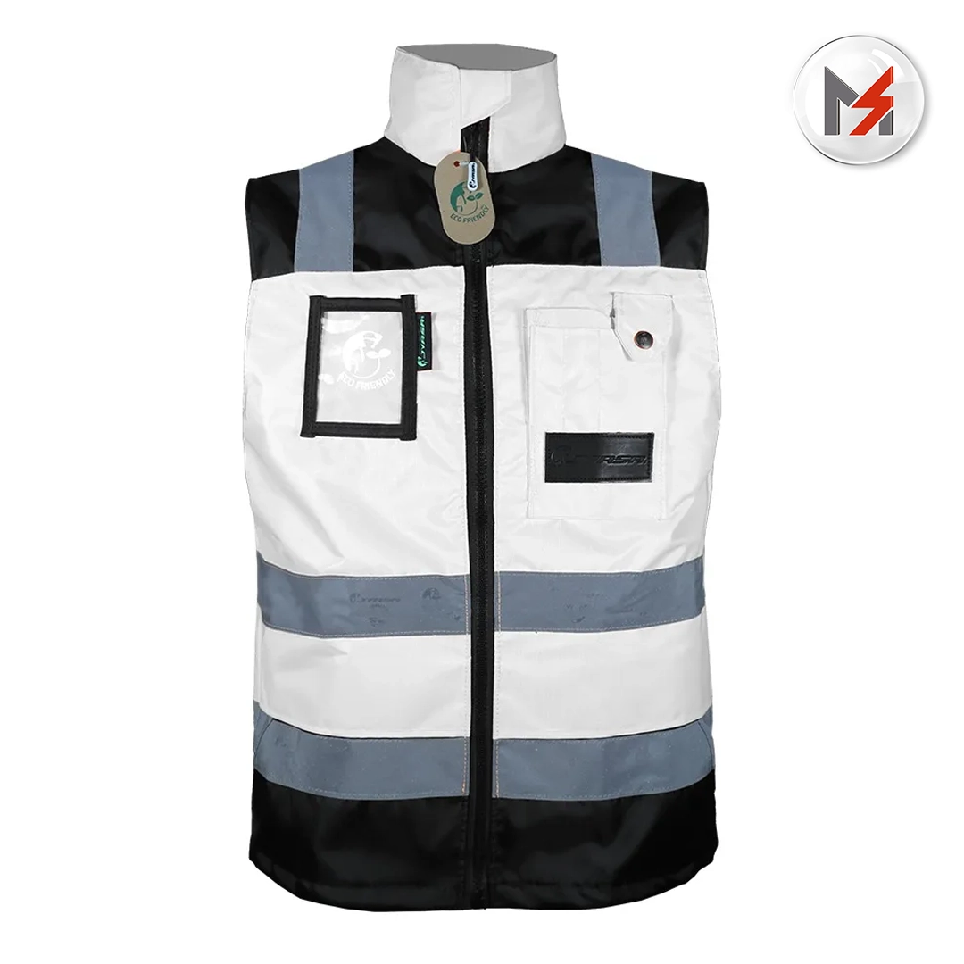 CHALECO EJECUTIVO DE TRABAJO ALTA VISIVLD BLANCO/NEGRO T-GD JYRSA JYRSA ECO-1320BNCRGD - Mersol Sureste México