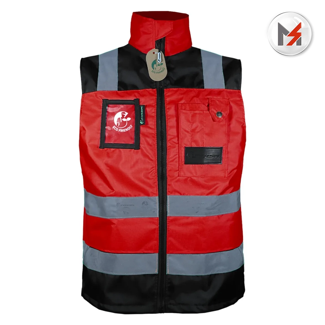 CHALECO EJECUTIVO DE TRABAJO ALTA VISIVLD ROJO/NEGRO T-XG JYRSA JYRSA ECO-1320RNCRXG - Mersol Sureste México
