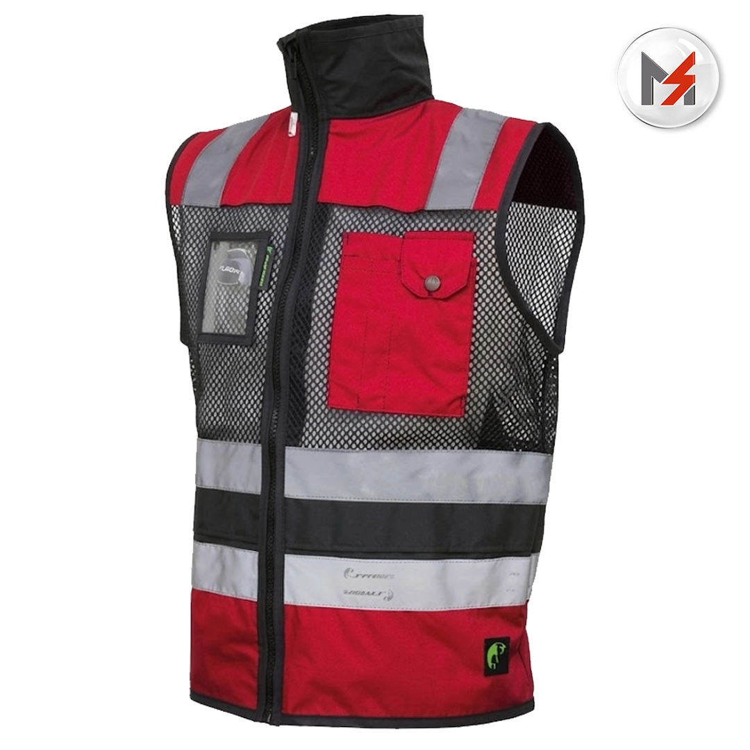 CHALECO DE MALLA EJECUTIVO DE TRABAJO ALTA VISIVILIDAD ROJO/NEGRO T-CH JYRSA JYRSA ECO-1330RNCRCH - Mersol Sureste México