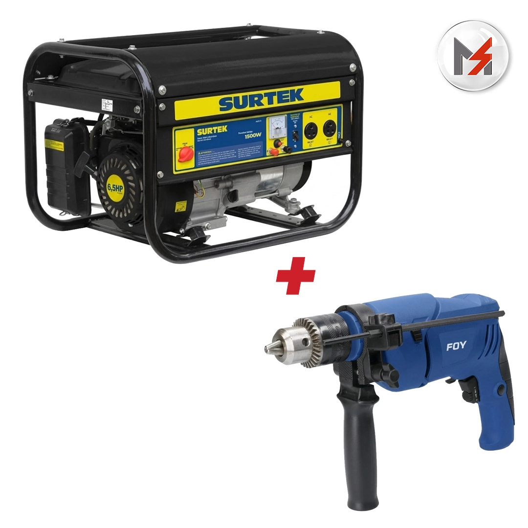 GENERADOR A GASOLINA 1800 W 163 CC VOLTAJE DE SALIDA 120V + ROTOMARTILLO