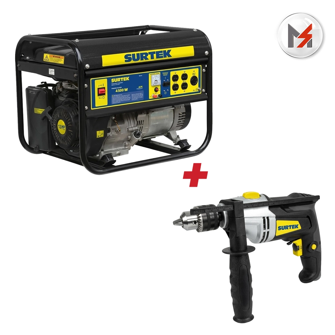GENERADOR A GASOLINA 5000 W 389 CC VOLTAJE DE SALIDA 120V + ROTOMARTILLO