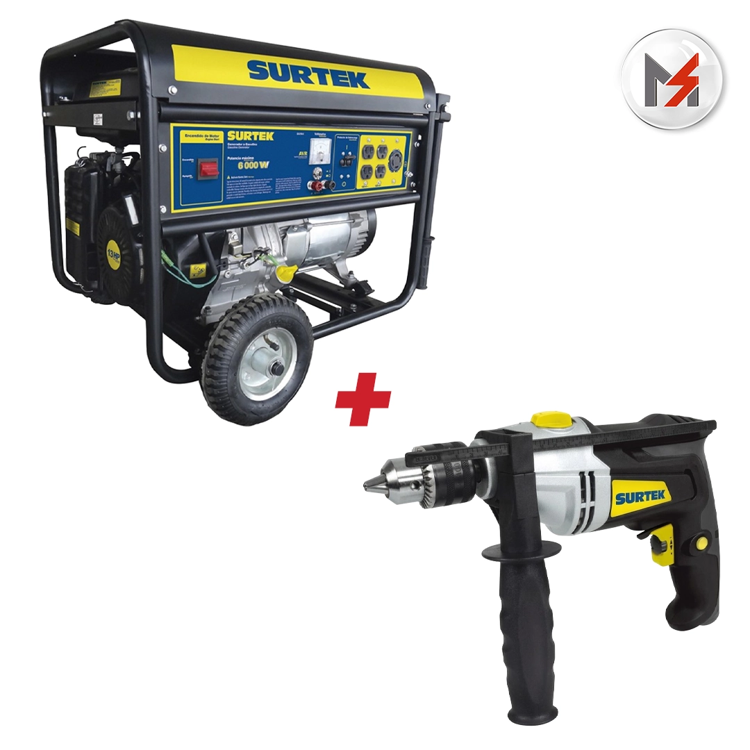 GENERADOR A GASOLINA 6000 W 390 CC VOLTAJE DE SALIDA 120V + ROTOMARTILLO