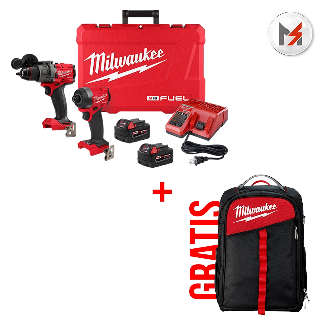 KIT TALADRO 1/2" Y DESTORNILLADOR DE IMPACTO 1/4" M18 FUEL + MOCHILA 48228202 MILWAUKEE