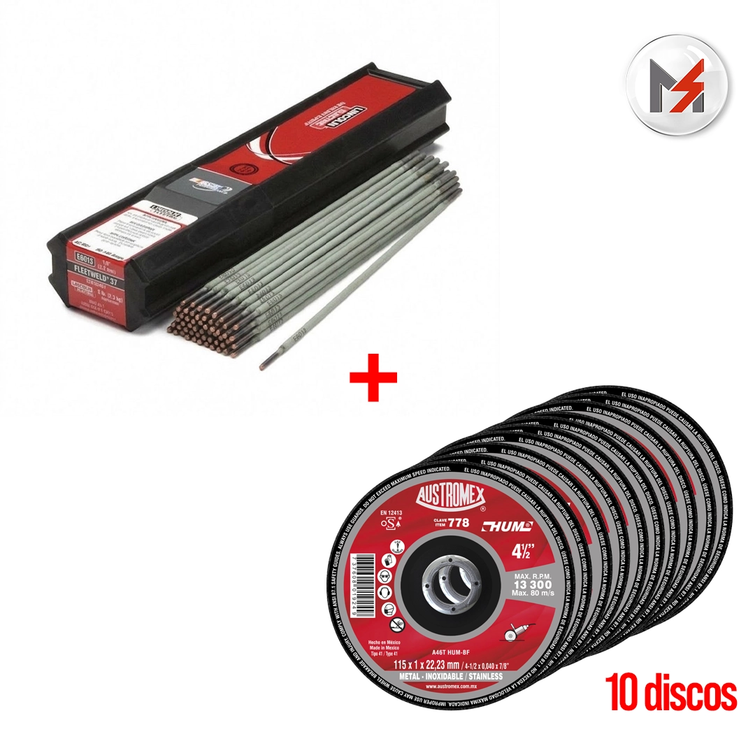 SOLD. ELECT. INOX. E308 1/8in x 14in GRINOX 2 C4.54 + 10 DISCOS 778