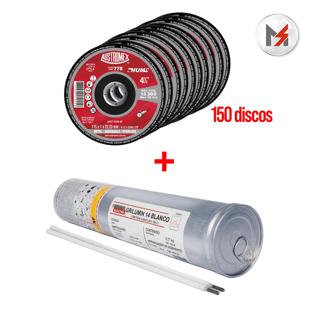 SOLD. ELECT. ALUMINIO 4043 1/8in x 14in GRILUMIN 6KG + 150 DISCOS 778