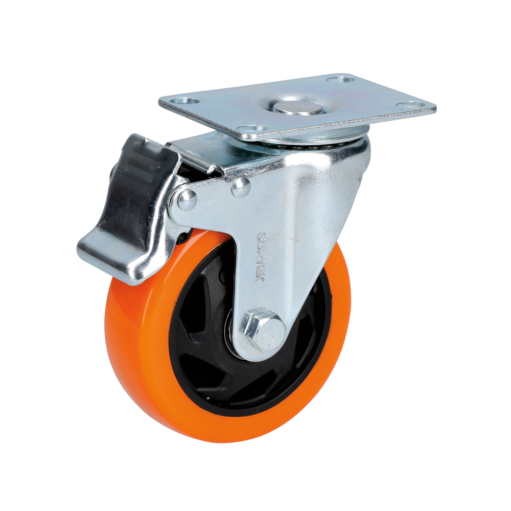 RODAJA DE PVC NARANJA GIRATORIA CON FRENO 3in SURTEK SURTEK RV7B - Mersol Sureste México