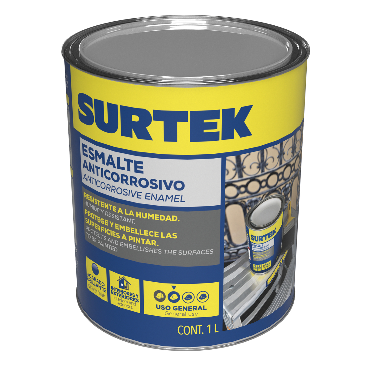 ESMALTE ANTICORROSIVO NEGRO 4LT SURTEK SURTEK SP30399 - Mersol Sureste México