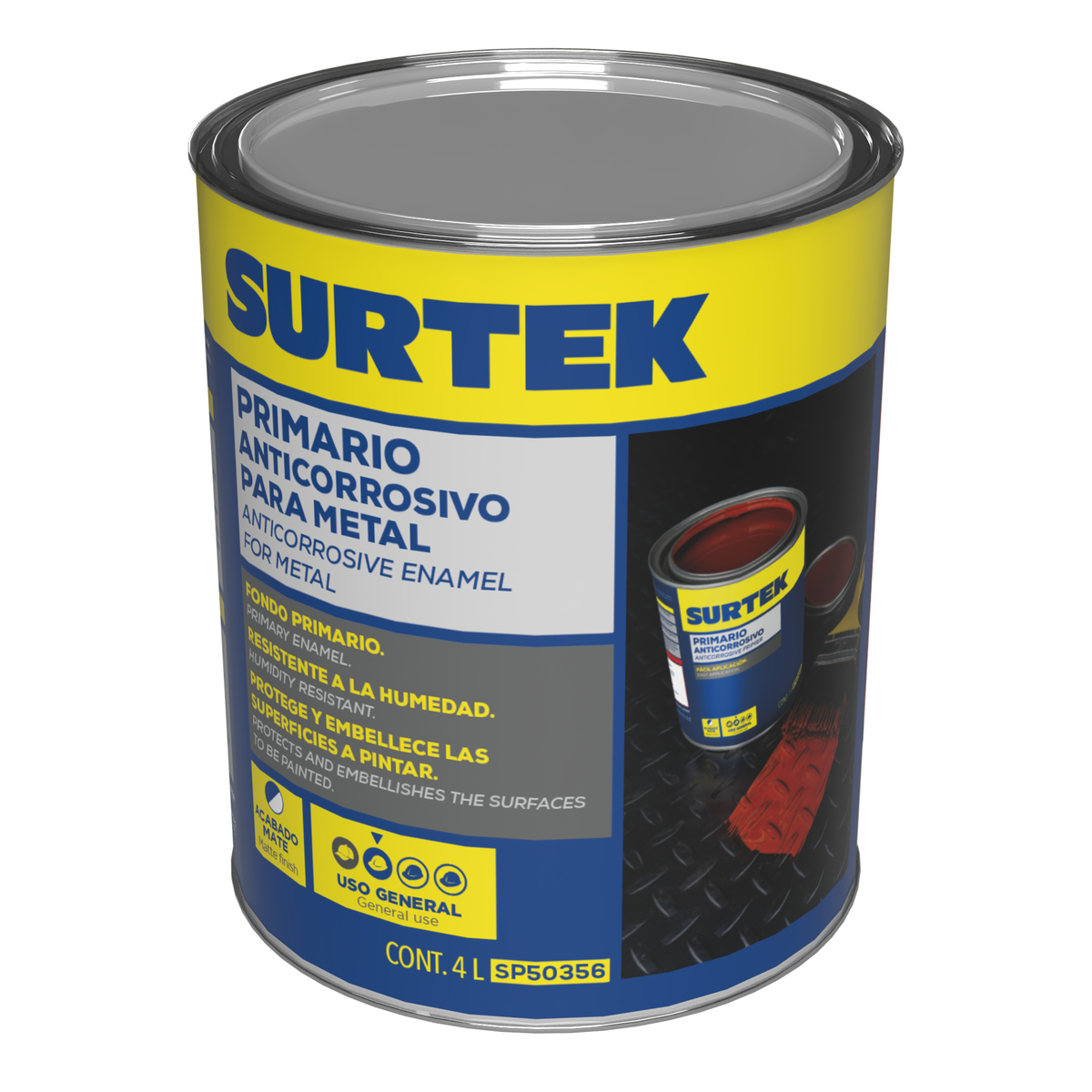 ESMALTE PRIMARIO ANTICORROSIVO ROJO OXIDO 4LT SURTEK SURTEK SP50356 - Mersol Sureste México