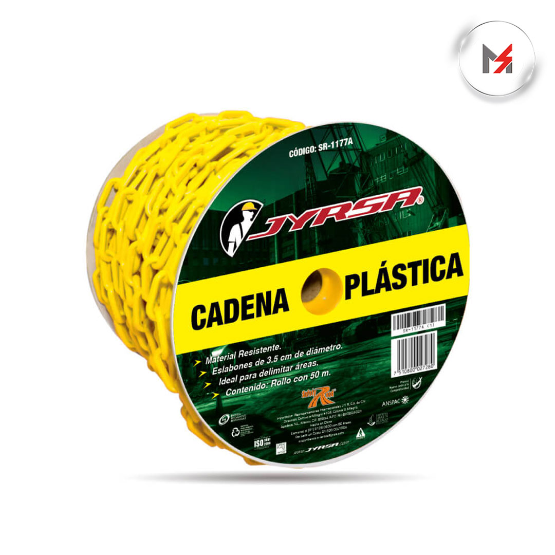 CADENA PLASTICA AMARILLA PARA DELIMITAR AREAS JYRSA SR-1177AM - Mersol Sureste México