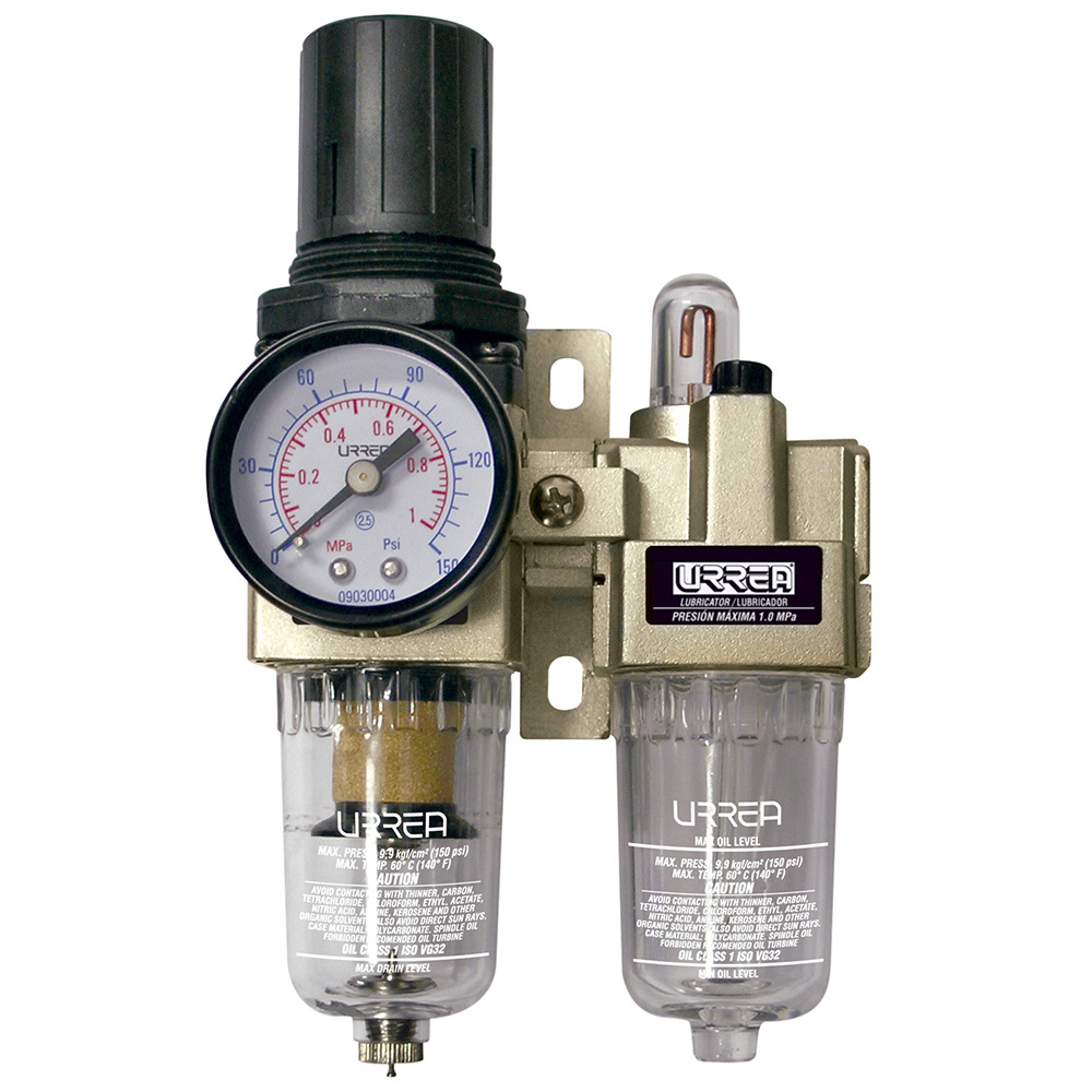 FILTRO REGULADOR Y LUBRICADOR DE AIRE 1/2in NPT URREA URREA UPWL4 - Mersol Sureste México