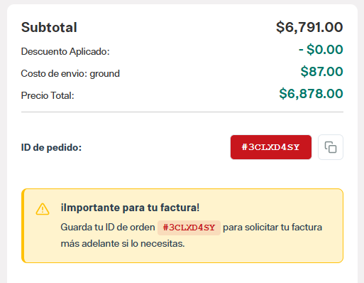 ID de orden en resumen